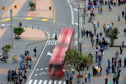 Planes, trains and BRT: A view of the TransMilenio bus rapid transit system in Bogotá. Photo: Tyrone Turner/National Geographic Society/Corbis