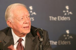 Jimmy Carter speaking at an event for The Elders