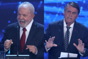 Luiz Inácio Lula da Silva and Jair Bolsonaro participate in a debate on August 28 ahead of Brazil's presidential election on October 2.