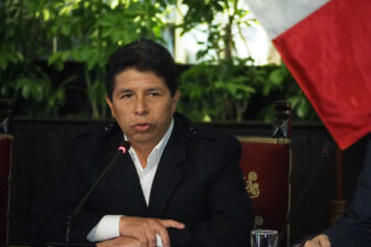 Peruvian President Pedro Castillo gives an emergency press conference in October 2022 following a constitutional accusation from the nation's prosecutor.