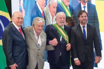 Uruguayan former Presidents Sanguinetti and Mujica along with current President Lacalle Pou stand together in a show of national solidarity with Brazil's new president.