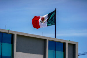 A MExican flag is seen atop Dos Bocas refinery in Tabasco, one of President's Lopez Obrador campaign promises.