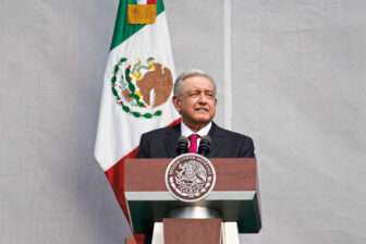 MEXICO CITY, MEXICO - MARCH 18: The president of Mexico, Andres Manuel Lopez Obrador led a protest rally during the commemoration of the 85th anniversary of the oil expropriation, thousands of people gathered in the main square in Mexico in Mexico City, on March 18, 2023.
