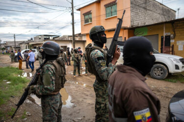 Ecuadorian soldiers carry out an anti-gang operation in Guayaquil on Feb. 5.