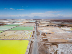Brine pools at a Sociedad Química y Minera de Chile (SQM) lithium mine on Chile's Atacama salt flat in March 2024. Can Chile meet the moment on Lithium? The Boric administration’s lithium strategy, launched last year, has been met with some skepticism.