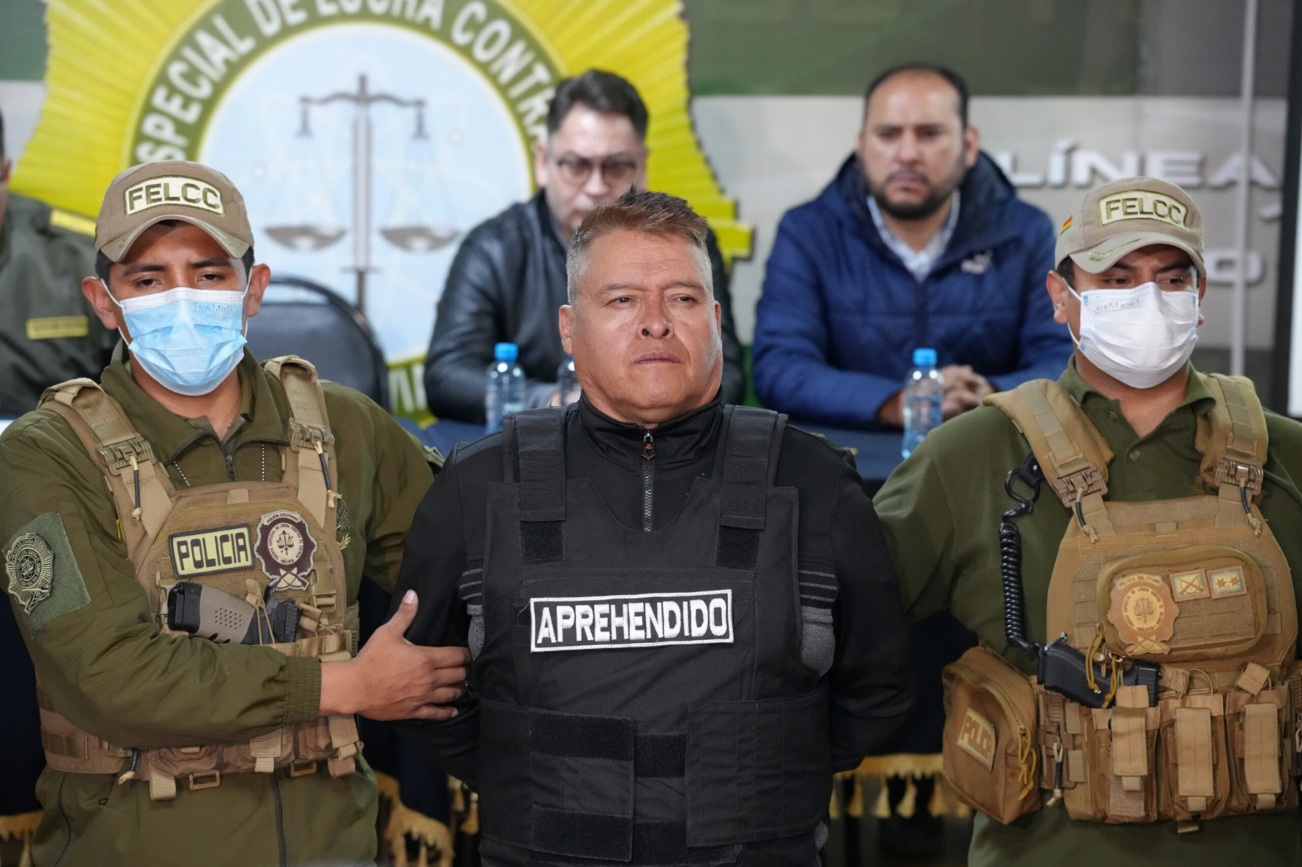 Former army commander Juan José Zúñiga is detained in La Paz on June 26.