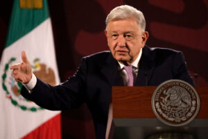 President Andrés Manuel López Obrador speaks about judicial reform in June at the National Palace in Mexico City.