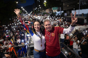 Venezuelan presidential candidate Edmundo Gonzalez and opposition leader Maria Corina Machado at a campaign rally in Caracas on July 4. A unified opposition has a real chance to restore democracy on July 28. The U.S. should do everything possible to support the transition.