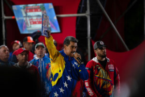 Venezuelan President Nicolás Maduro speaks in Caracas on July 28 after the National Electoral Council declared him the winner of the presidential election.