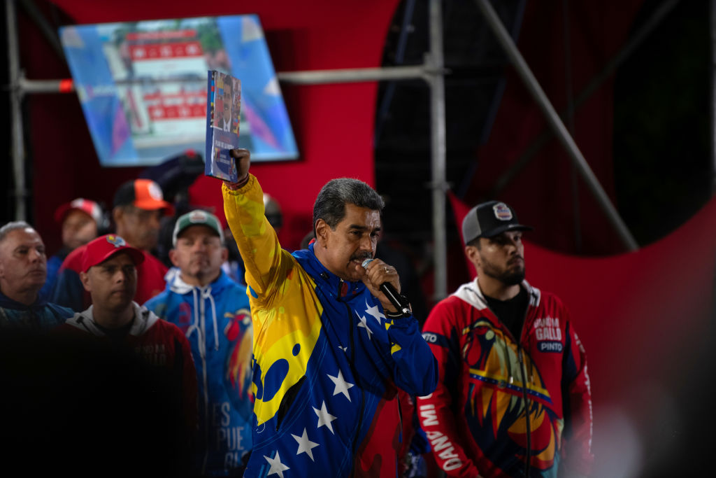 Venezuelan President Nicolás Maduro speaks in Caracas on July 28 after the National Electoral Council declared him the winner of the presidential election.