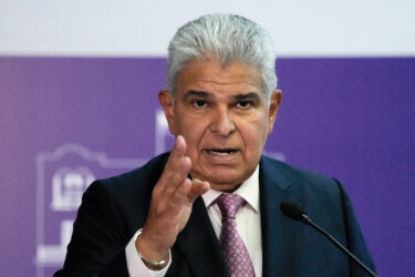 President José Raúl Mulino speaks at a press conference in Panama City in August.