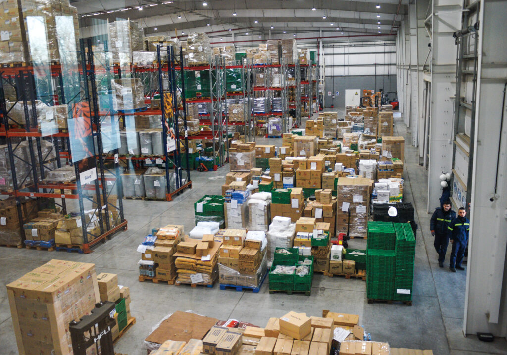 The warehouse of the Benavidez Food Bank in Buenos Aires, where donated food is stored until it goes to various organizations to be distributed at soup kitchens.