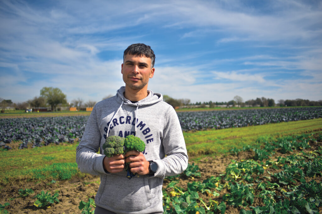 Nicolás Marinelli, 34, a farmer in the area, grows leafy greens and other vegetables and is a frequent donor to La Plata’s food bank.