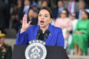 Honduran President Xiomara Castro speaks in Tegucigalpa on October 12.