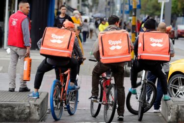 Venezuelan nationals make deliveries for Rappi in Bogotá in this file photo.