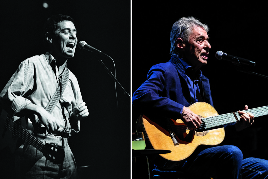 Left: Brazilian singer Chico Buarque performs in the Netherlands in 1988. Right: Buarque in Lisbon in 2023