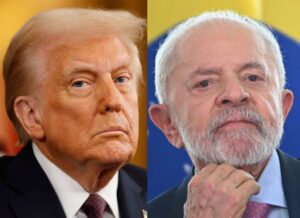 President Trump at his inauguration in Washington, D.C., in Jan. 2025; President Lula at the sanctioning of a bill in Brasília, in Nov. 2024.