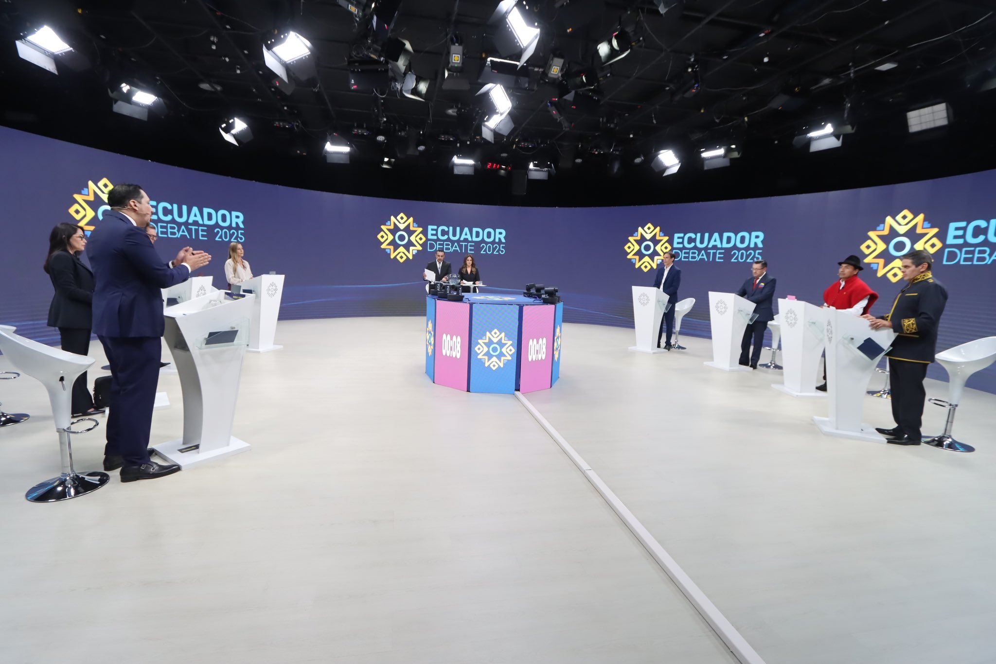 Candidates at a presidential debate in Quito in January.