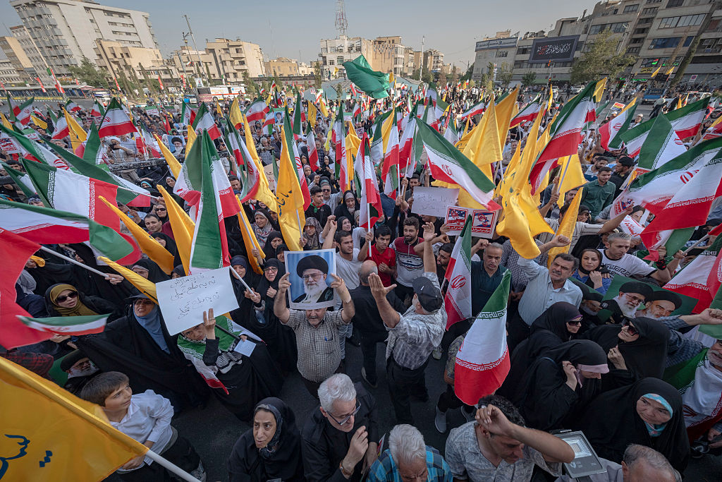 Iranians demonstrate against Israel and the U.S. in Tehran on June 24.
