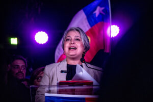 Communist Party presidential candidate Jeannette Jara speaks at a rally in Santiago, Chile on June 29.