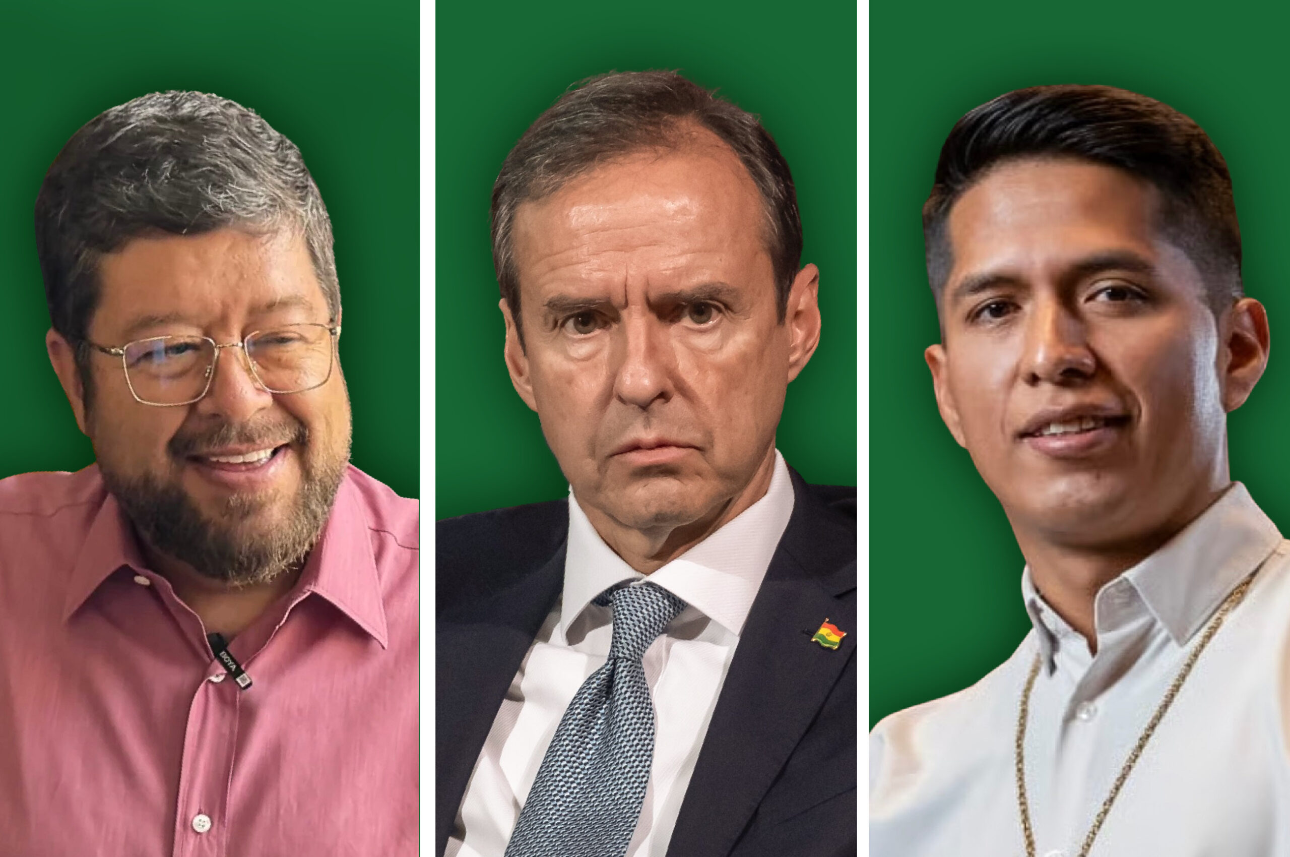 From left: Samuel Doria Medina; Jorge "Tuto" Quiroga; Andrónico Rodríguez