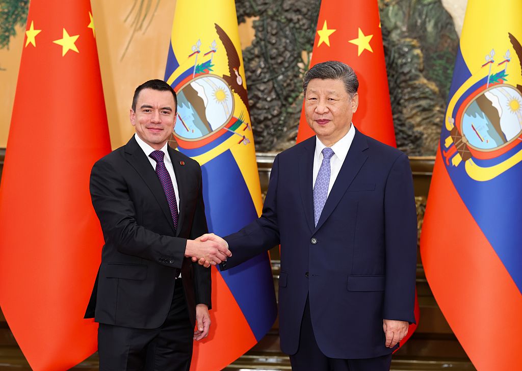 Chinese President Xi Jinping meets with Ecuadorian President Daniel Noboa in Beijing on June 27