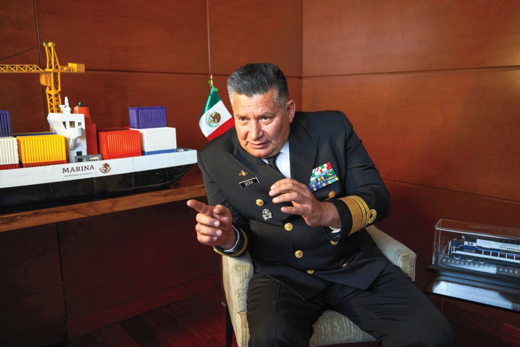 Vice Admiral Juan Carlos Vera Minjares, the former director of the CIIT, speaks in his Mexico City office.