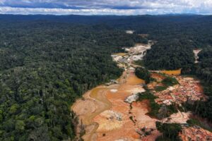An illegal mining camp in the Yanomami territory in Brazil's Roraima state in Feb. 2023