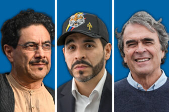 Colombian presidential candidates Iván Cepeda, Abelardo De La Espriella and Sergio Fajardo.
