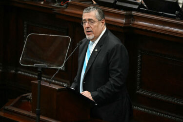 Guatemala's President Bernardo Arévalo speaks before Congress in Guatemala City on Jan 14.