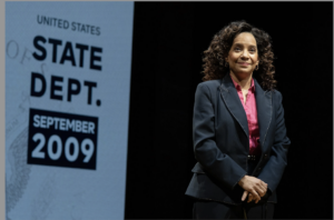 Zabryna Guevara as Julissa Reynoso in "Public Charge," on stage in New York