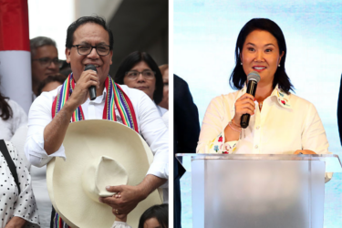Peruvian presidential candidates Roberto Sánchez and Keiko Fujimori on June 7