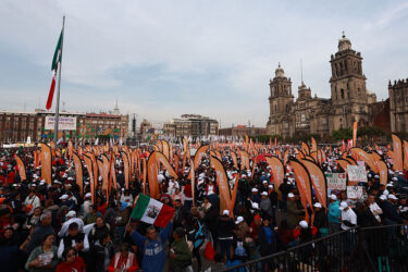 Morena holds a rally at the Zócalo in Mexico City in December.