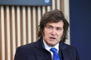 Argentine President Javier Milei at the World Economic Forum in Davos, Switzerland this January