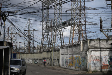 Power transmission towers and electrical lines in the Catia neighborhood of Caracas on June 16, 2026