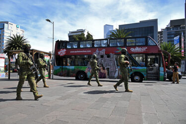 Soldiers patrol in Quito, Ecuador, on August 5.