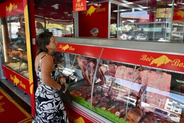 A customer shops at a butcher shop in Brasilia on September 3, 2026.