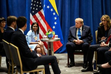 Acting President Delcy Rodríguez and President Donald Trump in a meeting in New York on September 22, 2026.