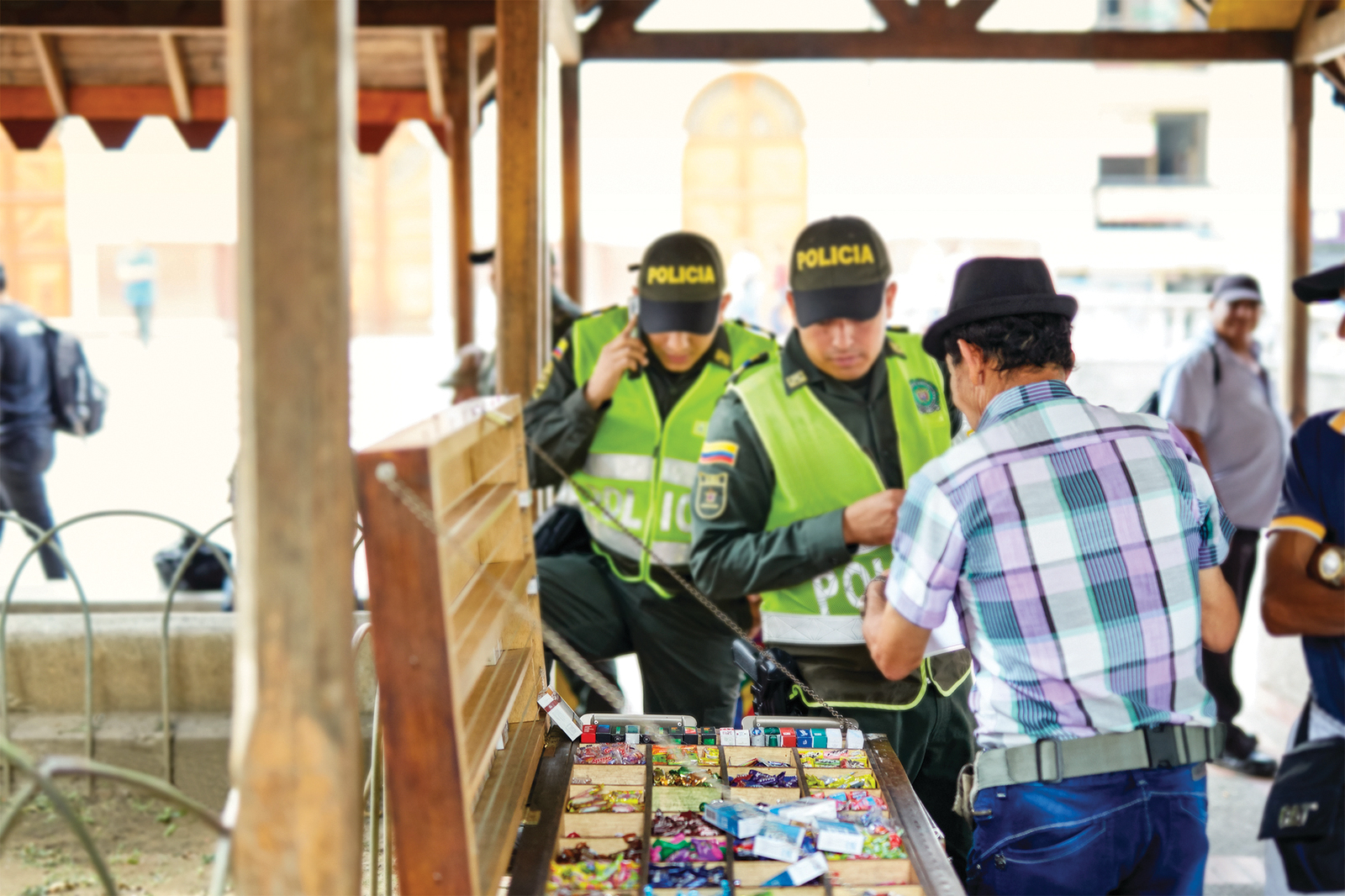 Police participate in an operation targeting illicit tobacco trade in Medellín, Colombia.